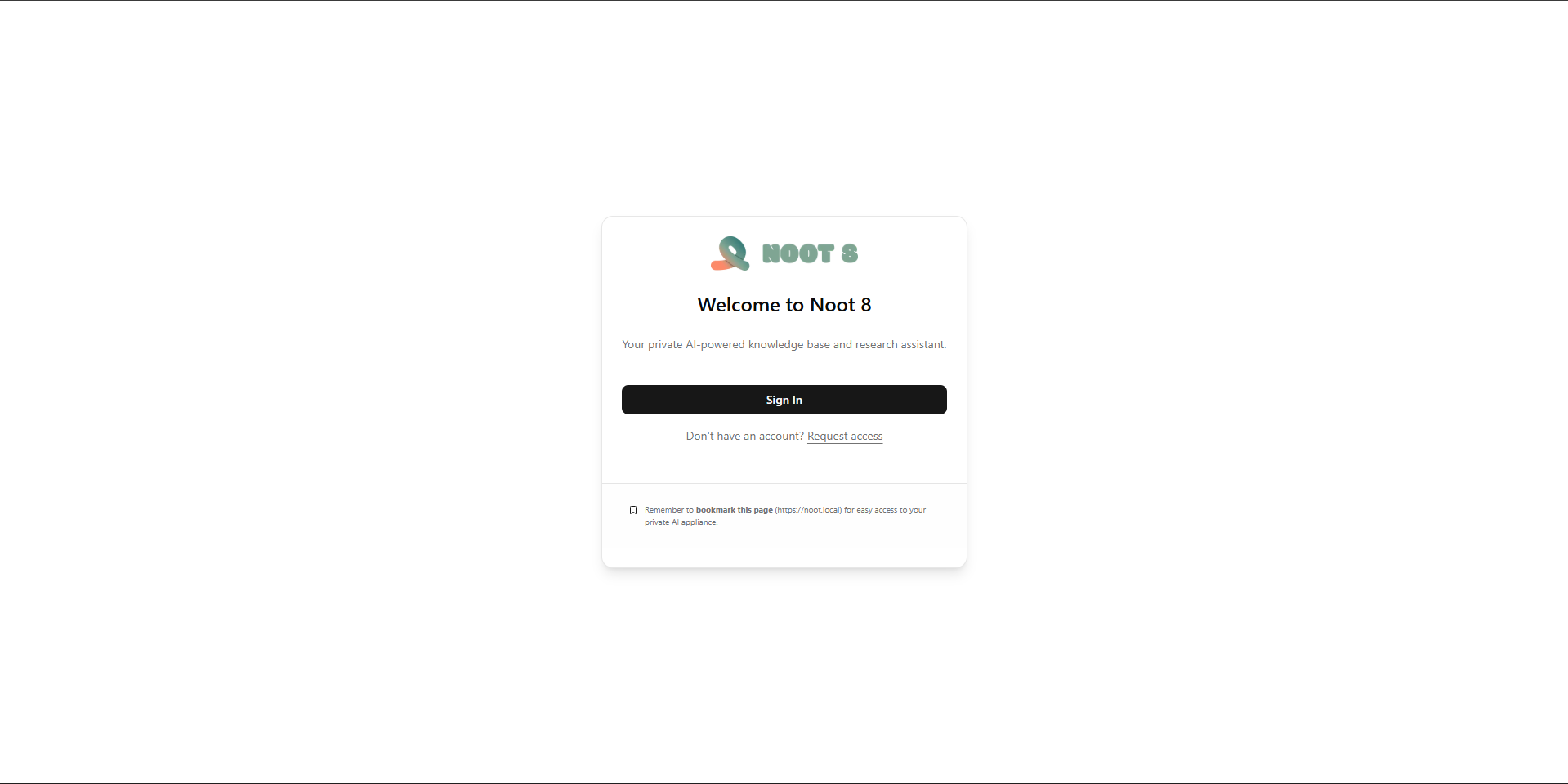 Noot 8 login screen